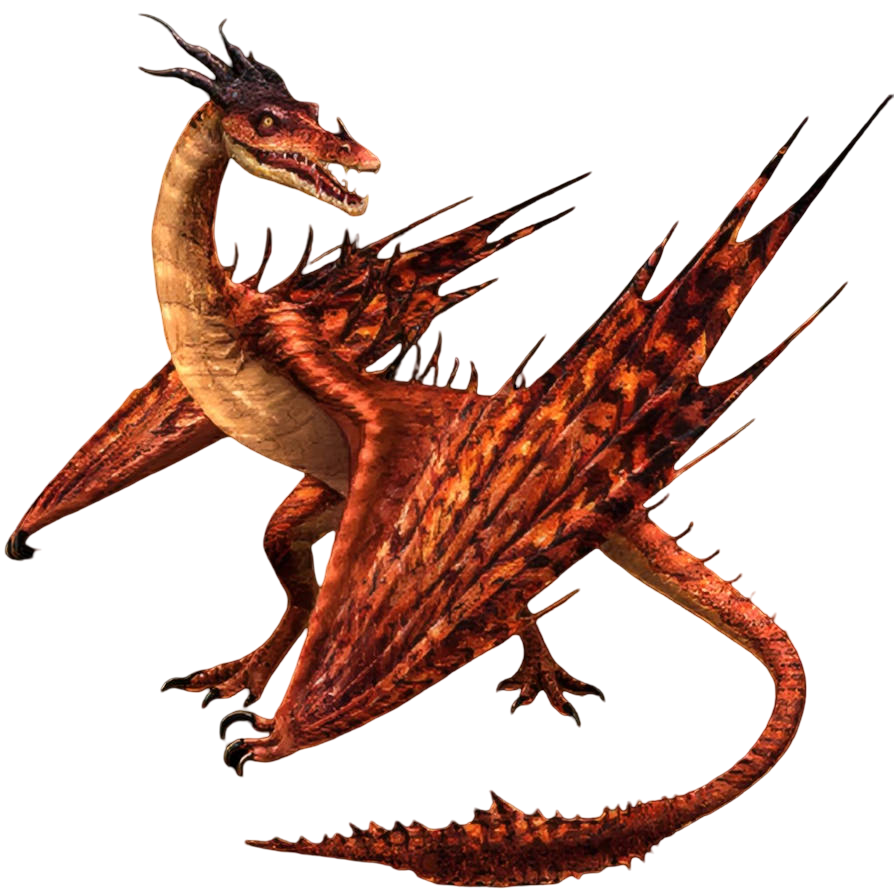 Live-action interpretation of the Monstrous Nightmare dragon from How to Train Your Dragon, featuring dark reddish scales, large membranous wings, prominent back spines, curved horns, and a fierce open-mouthed snarl revealing rows of sharp teeth.